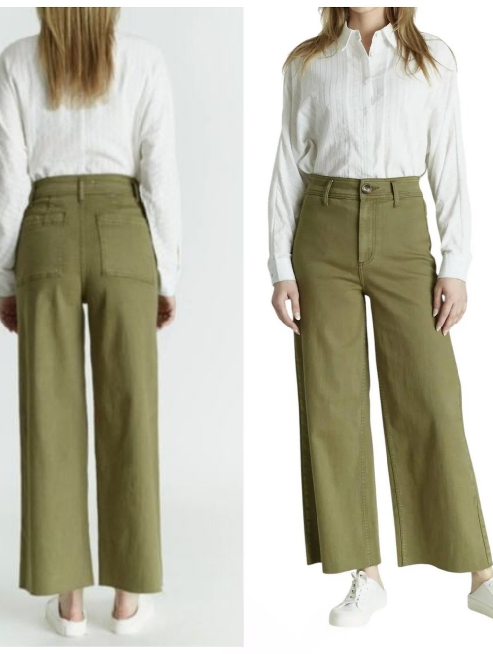 Oat New York High Rise Wide Leg Olive Green Jeans Women's 8/29 Normcore